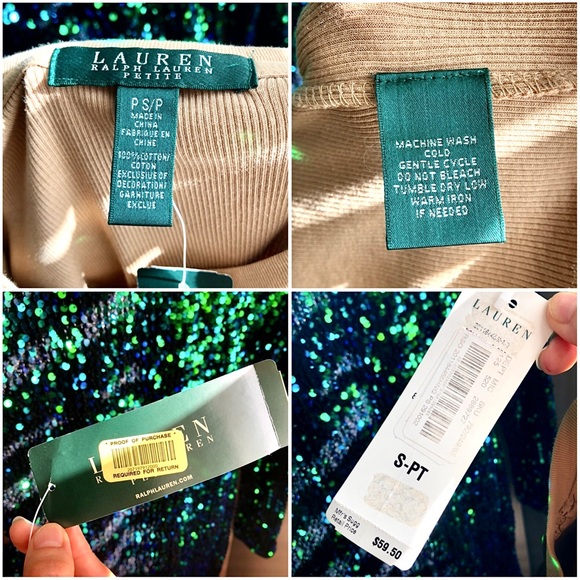 HP💘RALPH LAUREN⚡️Suede Lace Trim Petite Top_SP - Picture 7 of 9